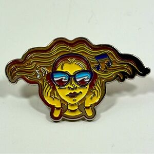 Retro Music Lover Enamel Pin – Colourful Aesthetic Accessory - Funky Y2K Girl